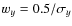$w_y=0.5/\sigma_y$