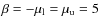 $\beta=-\mu_{\rm l}=\mu_{\rm u}=5$