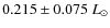 $0.215\pm0.075~L_\odot$