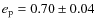 $e_{\rm p} = 0.70 \pm 0.04$