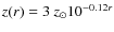 $z(r)=3~z_{\odot}10^{-0.12r}$