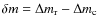 $\delta m=\Delta m_{\rm r}-\Delta m_{\rm c}$