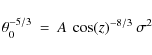 \begin{displaymath}\theta_0^{-5/3}\: =\: A\: \cos(z)^{-8/3}\: \sigma^2
\end{displaymath}