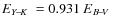 $\mbox{$E_{Y\!-\!K}$ }=0.931~\mbox{$E_{B\!-\!V}$ }$