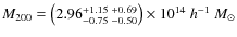 $M_{200} =
\big(2.96^{+1.15~ +0.69}_{-0.75~ -0.50}\big) \times
10^{14}~h^{-1}~M_\odot$