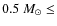 $0.5~M_\odot \le$