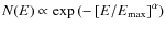 $N(E)\propto \exp\left(-\left[E/E_{{\rm max}}\right]^{\alpha}\right)$