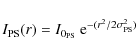 \begin{displaymath}I_{\rm PS}(r)=I_{0_{\rm PS}}~{\rm e}^{-(r^2/2\sigma_{\rm PS}^2)}
\end{displaymath}