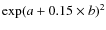 ${\rm exp}(a+0.15\times b)^2$