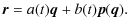 $\displaystyle {\vec r} = a(t) {\vec q} + b(t) {\vec p}({\vec q}).$