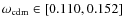 $\omega_{\rm cdm}
\in[0.110,0.152]$