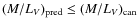 $(M/L_V)_{\rm pred}\leq(M/L_V)_{\rm can}$