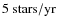 $5\ \textrm{stars}/\textrm{yr}$