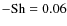 $-{\rm Sh}=0.06$