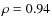 $\rho=0.94$