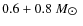 $0.6+0.8~
M_{\hbox{$\odot$ }}$