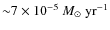 ${\sim} 7 \times 10^{-5} ~M_{\odot}~{\rm yr^{-1}}$