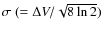 $\sigma~(= \Delta V / \sqrt{8 \ln 2})$