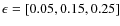 $\epsilon=[0.05,0.15,0.25]$