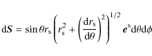 \begin{displaymath}{\rm d} {\vec S} = \sin \theta r_{\rm s} \left({r}_{\rm s}^2 ...
...ht)^2 \right)^{1/2} {\vec e}^{\rm s} {\rm d}\theta {\rm d}\phi
\end{displaymath}