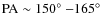 ${\rm PA} \sim 150\hbox{$^\circ$ }{-}165\hbox{$^\circ$ }$