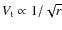 $V_{\rm t} \propto 1/\sqrt{r}$