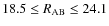 $18.5
\le R_{\rm AB} \le 24.1$