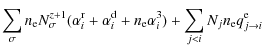 $\displaystyle \displaystyle\sum_{\sigma}n_{\rm e}N_{\sigma}^{z+1}
(\alpha_i^{\r...
...d}+n_{\rm e}\alpha_i^3)
+\displaystyle\sum_{j<i}N_jn_{\rm e}q^{\rm e}_{j \to i}$