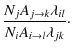 $\displaystyle \frac{N_j A_{j \rightarrow k} \lambda_{il}}
{N_i A_{i \rightarrow l} \lambda_{jk}}\cdot$