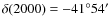 $\delta (2000) = -41^\circ 54'$