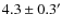 $4.3 \pm 0.3'$