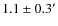 $1.1 \pm 0.3'$