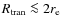 $R_{\rm tran} \la 2 r_{\rm e}$