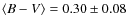 $\langle B-V \rangle = 0.30\pm 0.08$