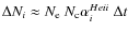 $\Delta N_i\approx N_{\rm e}~N_{\rm c}\alpha^{He {\sc ii}}_{i}~\Delta t$