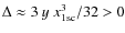 $\Delta\approx 3~y~x^3_{\rm 1sc}/32>0$