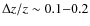 $\Delta z/z\sim 0.1{-}0.2$