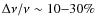 $\Delta\nu/\nu\sim 10{-}30\%$
