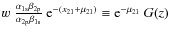 $w~\frac{\alpha_{\rm 1s}\beta_{\rm 2p}}{\alpha_{\rm 2p}\beta_{\rm 1s}}~{\rm e}^{-(x_{21}+\mu_{21})}\equiv {\rm e}^{-\mu_{21}}~G(z)$