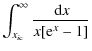 $\displaystyle %
\int_{{x_{i\rm c}}}^\infty \frac{{\,\rm d}x}{x[{\rm e}^{x}-1]}$