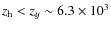 ${z_{\rm h}}< z_{y}\sim 6.3 \times 10^{3}$
