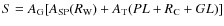 $S=A_{\rm G}[A_{\rm SP}(R_{\rm W})+A_{\rm T}(PL+R_{\rm C}+GL)]$