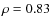 $\rho=0.83$