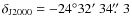 $\delta_{\rm
J2000}=-24\degr32\hbox{$^\prime$ }34\hbox{$.\!\!^{\prime\prime}$ }3$