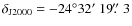$\delta_{\rm
J2000}=-24\degr32\hbox{$^\prime$ }19\hbox{$.\!\!^{\prime\prime}$ }3$