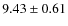 $9.43\pm0.61$