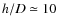 $h/D \simeq 10$