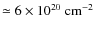 $\simeq 6 \times
10^{20}~ \mbox{{cm}$^{-2}$ }$