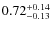 $ 0.72 _{\rm - 0.13 }^{+ 0.14 } $