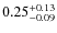 $ 0.25 _{\rm - 0.09 }^{+ 0.13 } $